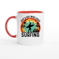 Product Just a Boy Who Loves Surfing Ceramic Mug with Color Inside