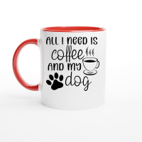 Product All I need is coffee and my dog Ceramic Mug with Color Inside