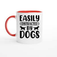 Product Easily Distracted by Dogs Ceramic Mug with Color Inside