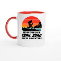 Product Mountain Bike Trail Road Great Adventure Ceramic Mug with Color Inside