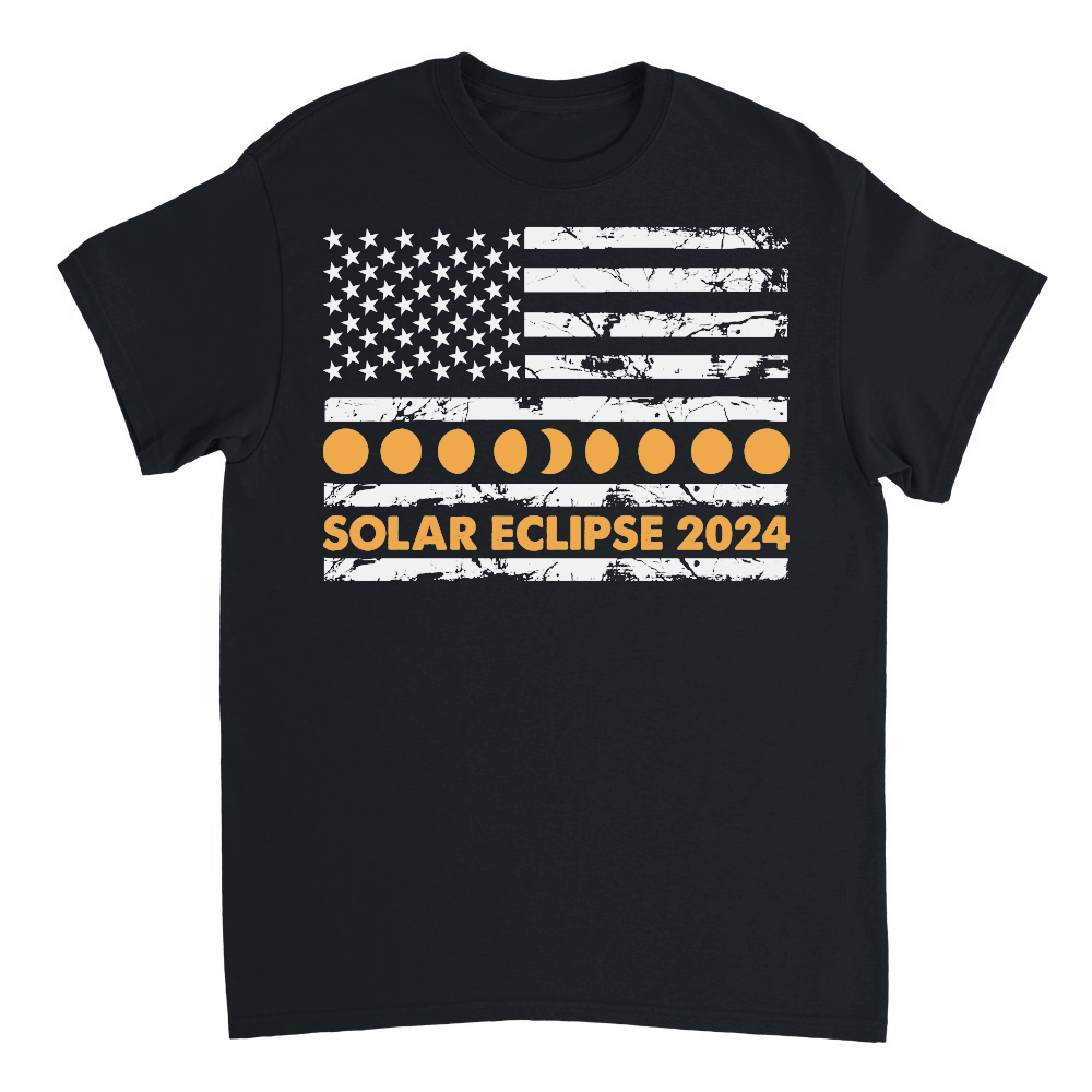 Total Solar Eclipse 2024 Totality Phases US American Flag 2t