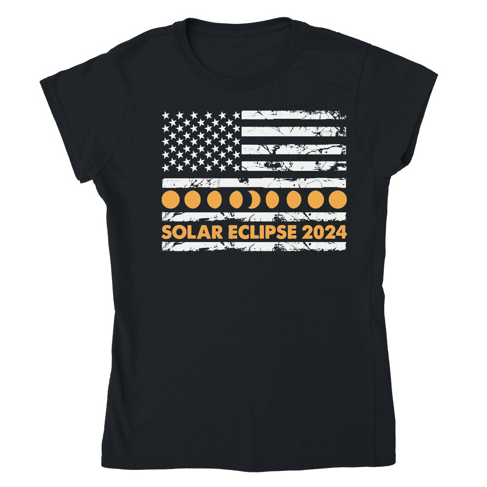 Total Solar Eclipse 2024 Totality Phases US American Flag 2t