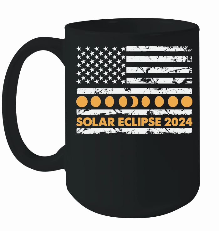 Total Solar Eclipse 2024 Totality Phases US American Flag 2t