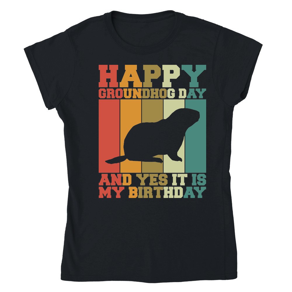 Happy Groundhog Day Birthday on 2nd February Retro Vintage T Shirt