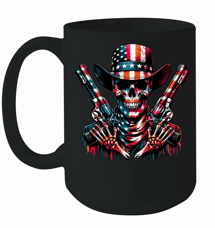 Skull with Guns american flag in grunge style