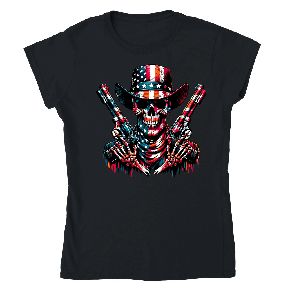 Skull with Guns american flag in grunge style