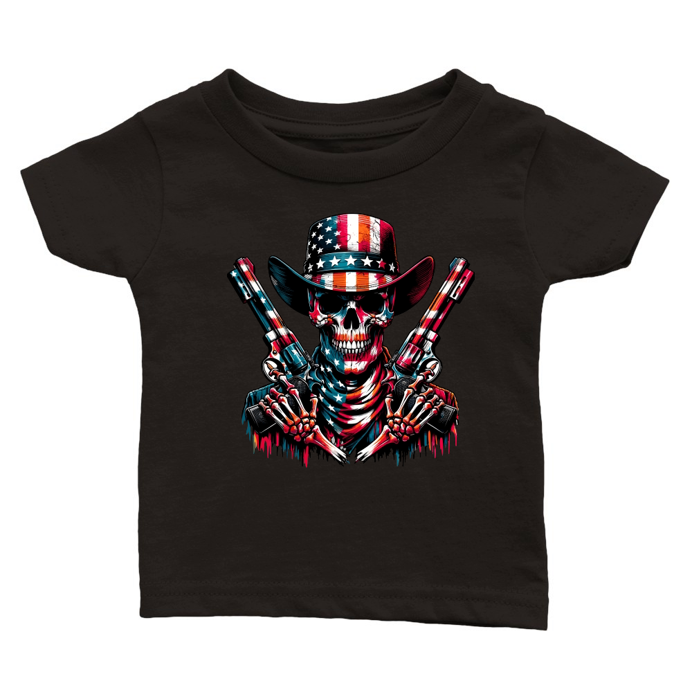 Skull with Guns american flag in grunge style