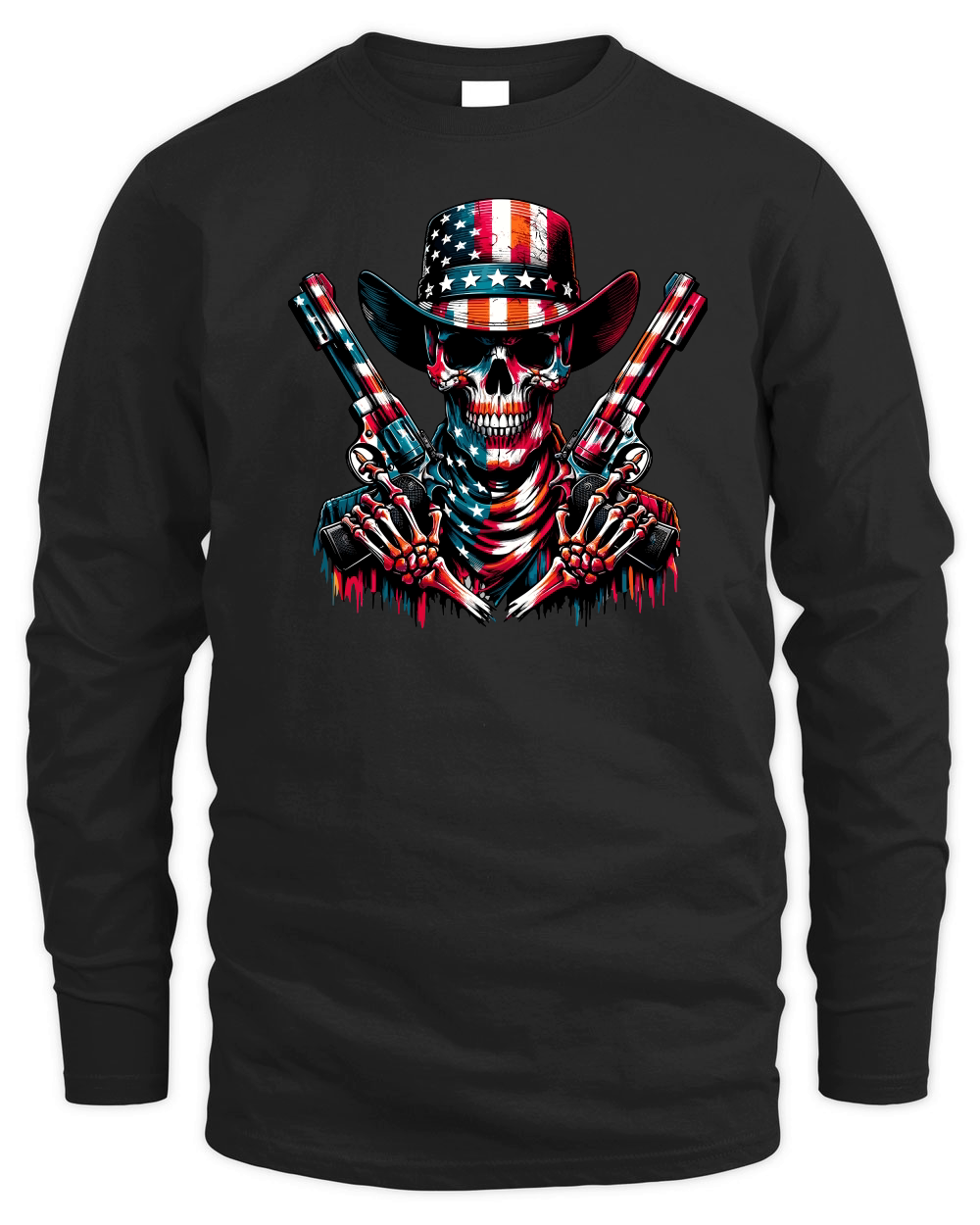 Skull with Guns american flag in grunge style