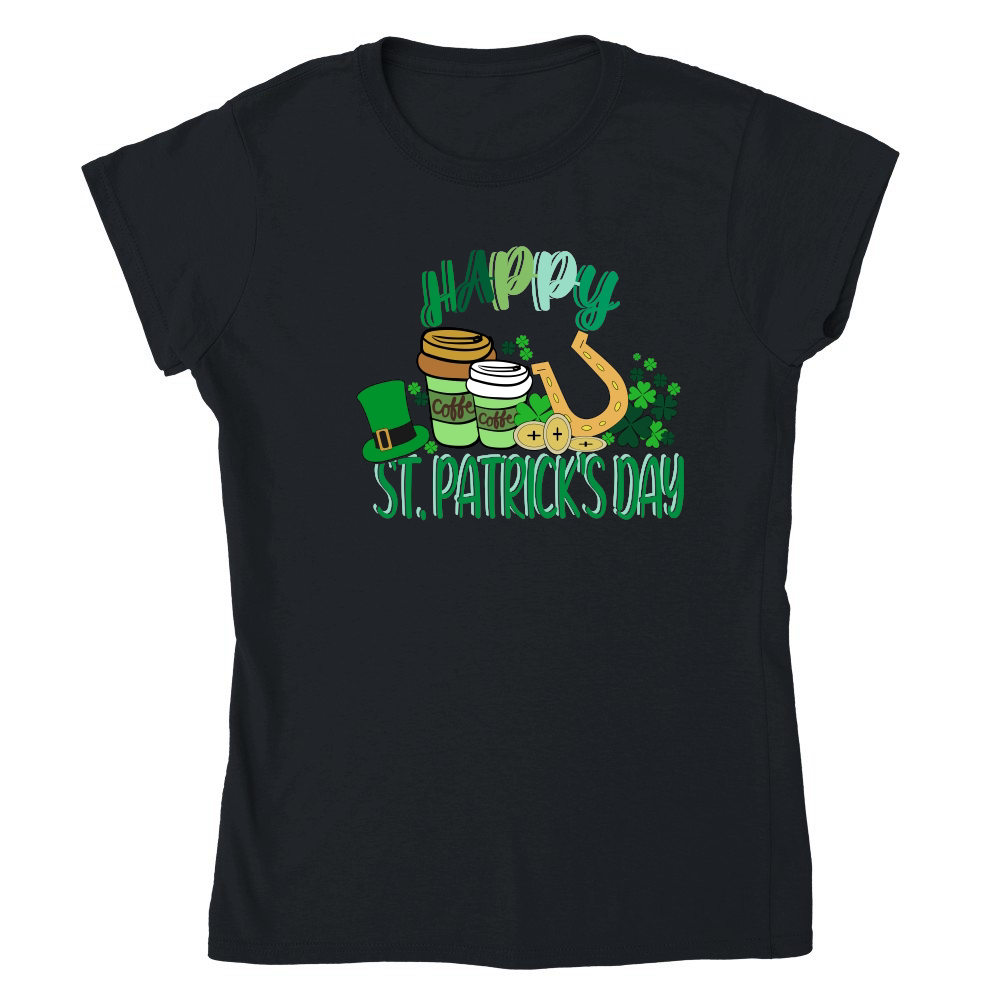 Happy ST.Patricks Day Shamrock Irish Coffee Mug T shirt Design