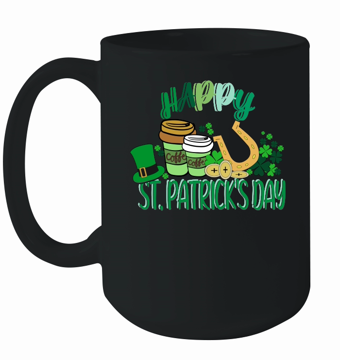 Happy ST.Patricks Day Shamrock Irish Coffee  T shirt Design