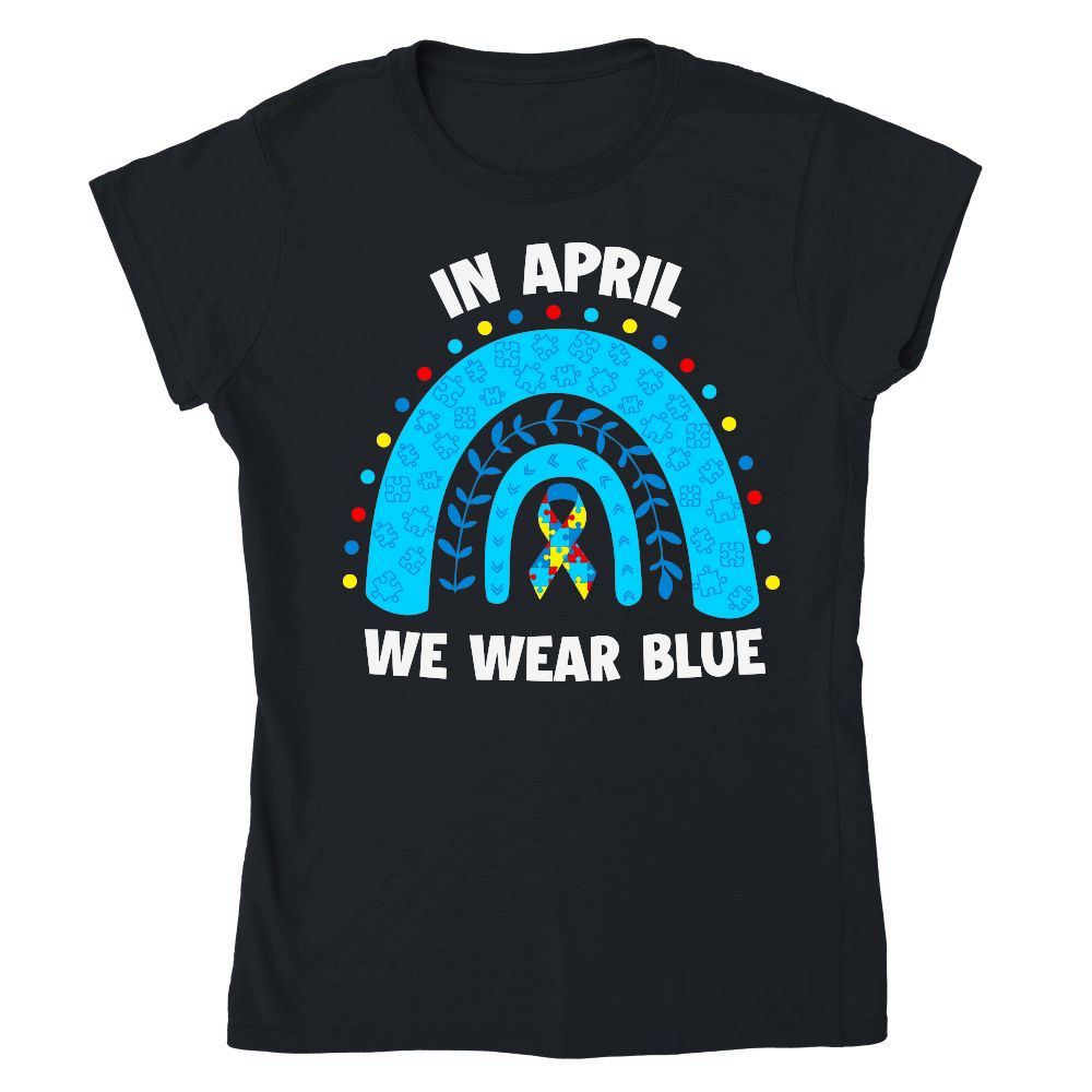 April We Wear Blue Rainbow Puzzle Autism