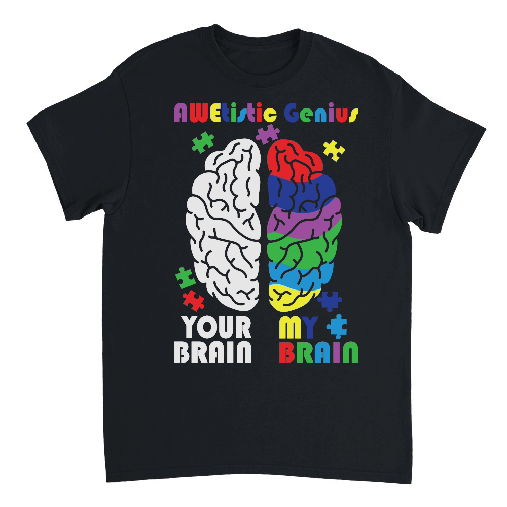 Autism Awareness Awetistic Genius Brain