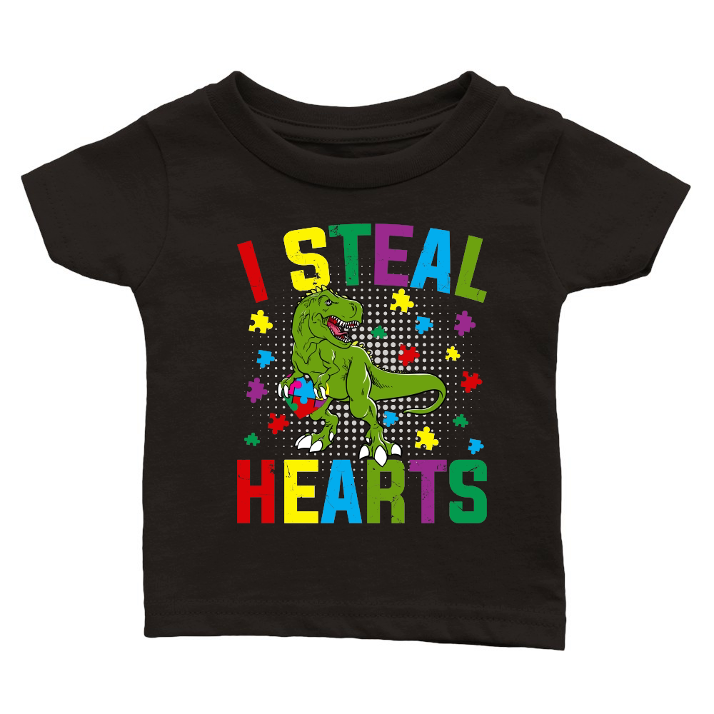 Autism  I Steal Hearts T rex Dinosaur Baby Kids