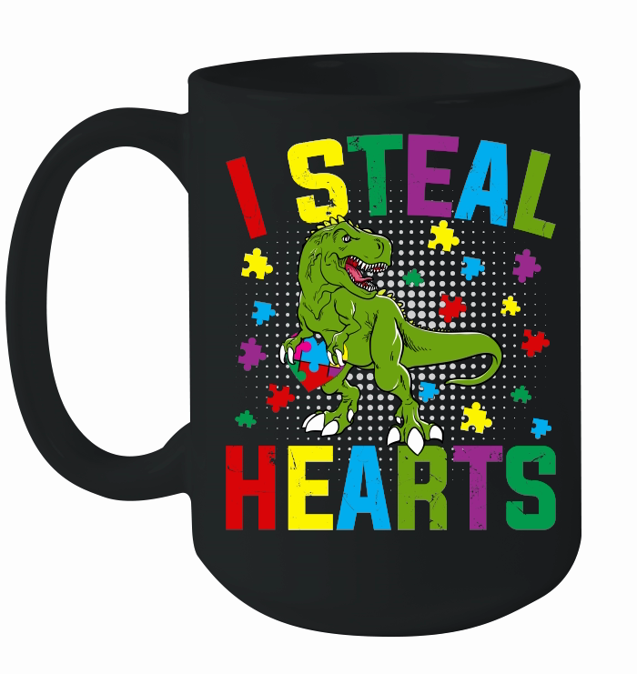 Autism  I Steal Hearts T rex Dinosaur Baby Kids