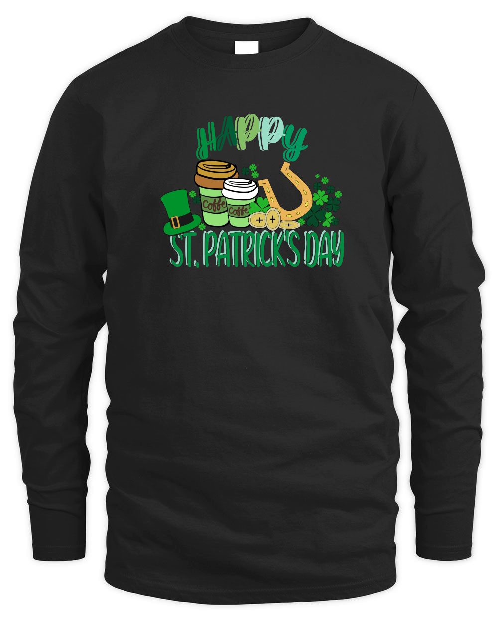 Happy ST.Patricks Day Shamrock Irish Coffee Mug T shirt Design