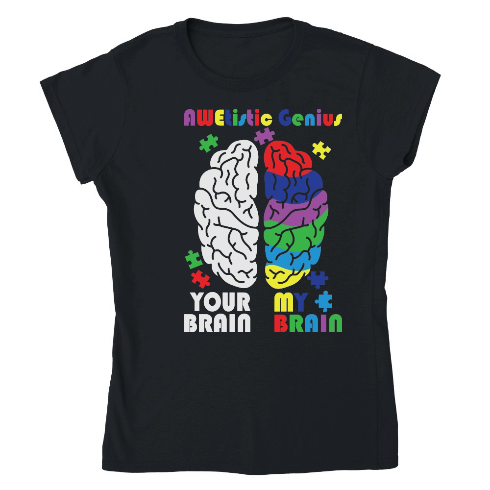 Autism Awareness Awetistic Genius Brain