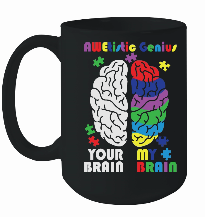 Autism Awareness Awetistic Genius Brain