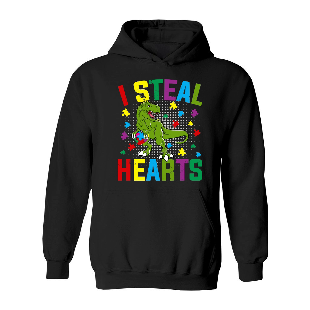 Autism  I Steal Hearts T rex Dinosaur Baby Kids