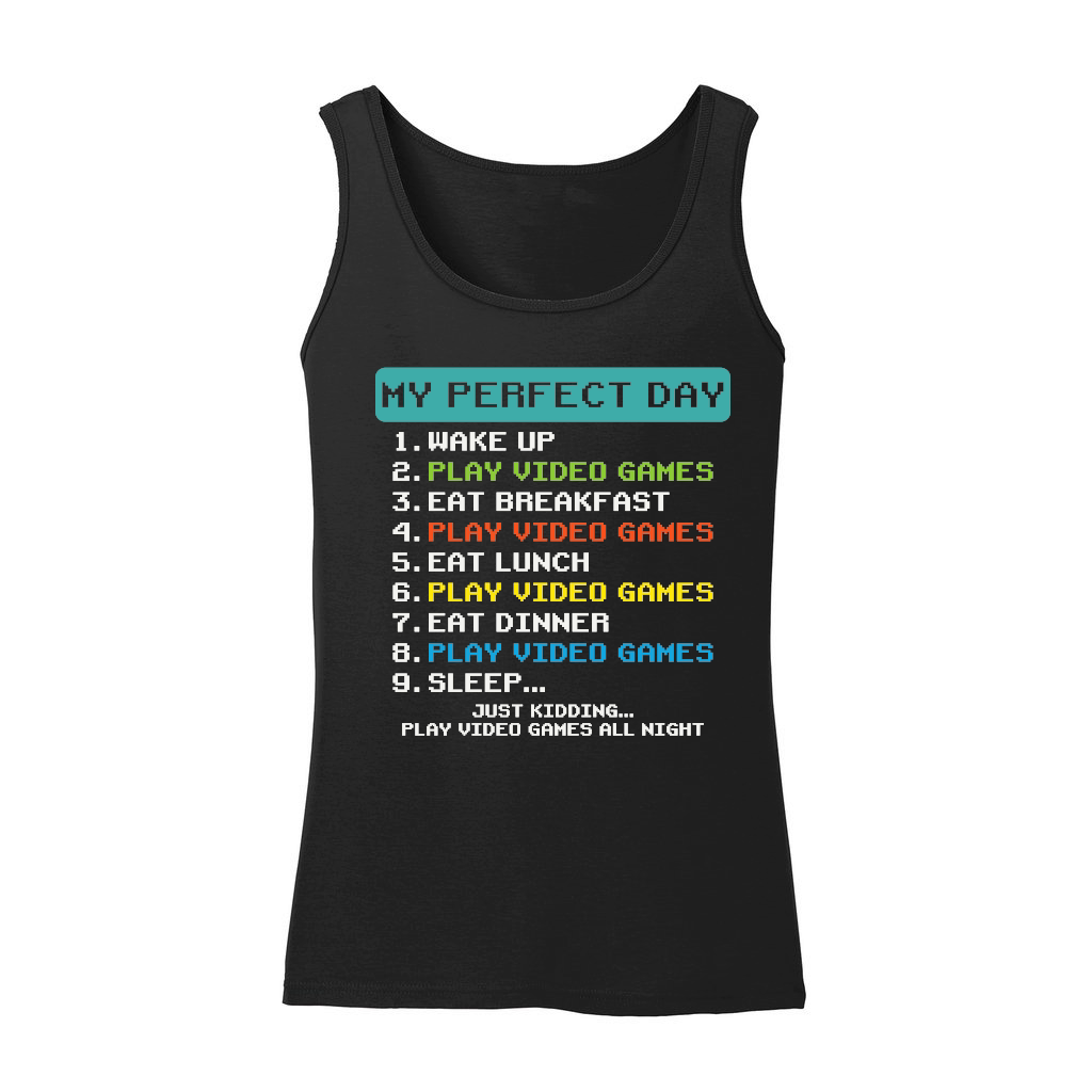 My Perfect Day Play Video Games Funny Gamer Men Boys Kids